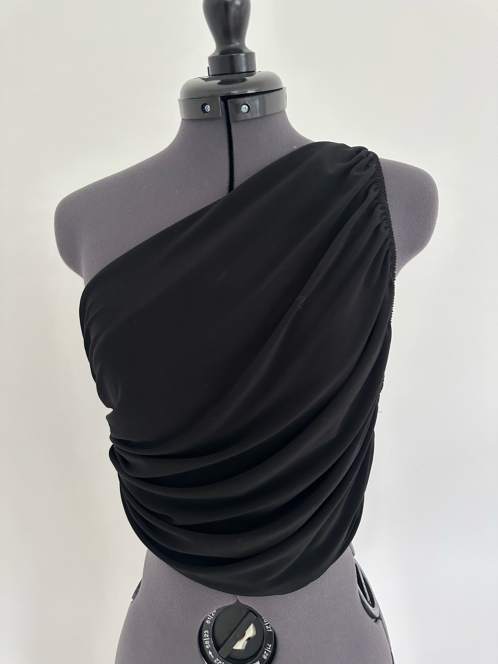 Norma Kamali Black One-Shoulder Draped Top